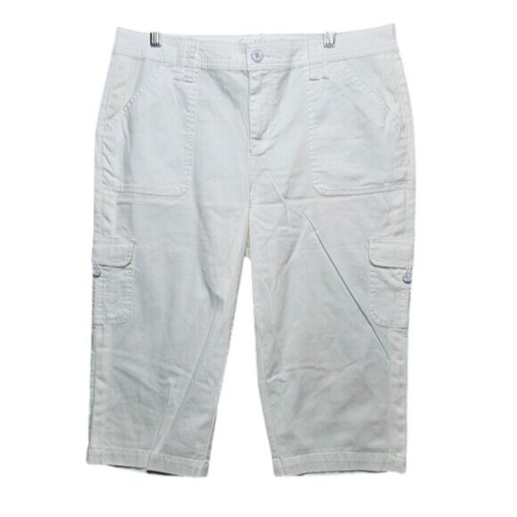 Gloria Vanderbilt Womens Cargo Capris Size 8 All-Around Slimming Effect White Co - Picture 1 of 6
